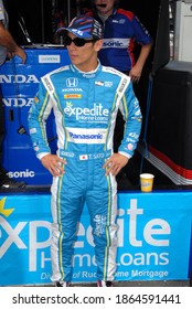 Long Pond, PA, USA - August 19, 2017:  Indy 500 Winner Takuma Sato Waits To Qualify For The 2017 ABC Supply 500 At Pocono Raceway In Pennsylvania.