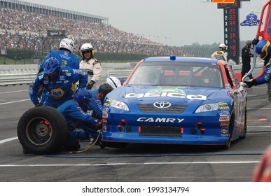 Long Pond, PA, USA - August 7, 2011:  NASCAR Driver Casey Mears Makes A Pit Stop During The 2011 NASCAR Good Sam RV Insurance 500 At Pocono Raceway In Pennsylvania.