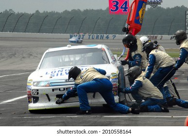 Long Pond, PA, USA - August 7, 2011:  NASCAR Driver Travis Kvapil Makes A Pit Stop During The 2011 NASCAR Good Sam RV Insurance 500 At Pocono Raceway In Pennsylvania.