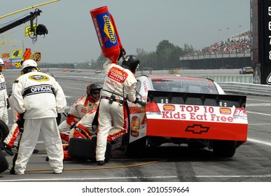 Long Pond, PA, USA - August 7, 2011:  NASCAR Driver Dave Blaney Makes A Pit Stop During The 2011 NASCAR Good Sam RV Insurance 500 At Pocono Raceway In Pennsylvania.