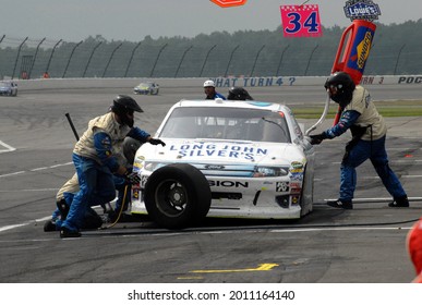 Long Pond, PA, USA - August 7, 2011:  NASCAR Driver Travis Kvapil Makes A Pit Stop During The 2011 NASCAR Good Sam RV Insurance 500 At Pocono Raceway In Pennsylvania.