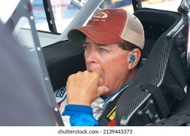 Long Pond, PA, USA - August 6, 2011: Race Driver Ron Hornaday Jr. Prepares To Compete In A NASCAR Camping World Truck Series Event At Pocono Raceway In Pennsylvania.