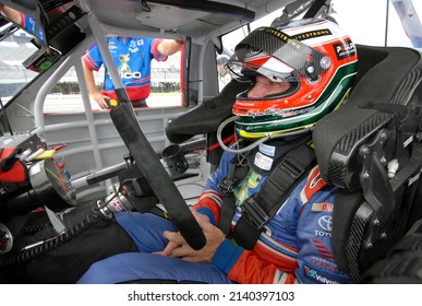 Long Pond, PA, USA - August 6, 2011: Race Driver Max Papis Prepares To Compete In A NASCAR Camping World Truck Series Event At Pocono Raceway In Pennsylvania.	