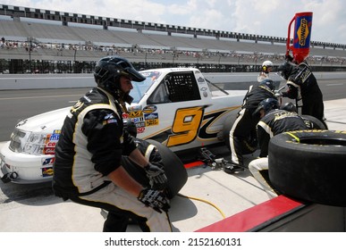 Long Pond, PA, USA - August 4, 2012: Race Driver Ron Hornaday Makes A Pit Stop During A NASCAR Camping World Truck Series Race At Pocono Raceway In Pennsylvania.