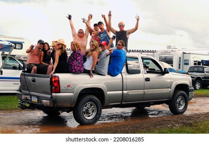 Long Pond, PA, USA - August 1, 2008: Racing Fans Party During A Rain Delay At A NASCAR Cup Series Event At Pocono Raceway In Pennsylvania.