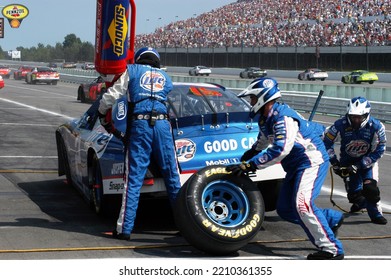 Long Pond, PA, USA - August 5, 2007: Race Driver Kurt Busch Makes A Pit Stop During A NASCAR Cup Series Event At Pocono Raceway In Pennsylvania.