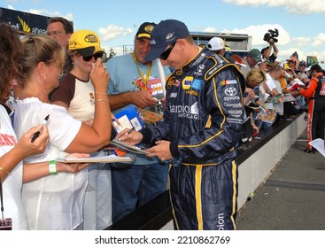 Long Pond, PA, USA - August 1, 2008: Race Driver Michael McDowell Signs Autographs During A NASCAR Cup Series Event At Pocono Raceway In Pennsylvania.