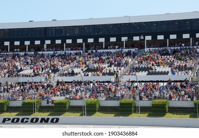 Long Pond, PA, USA - July 29, 2018:  There were plenty of empty seats in the main grandstand during the 2018 NASCAR Gander Outdoors 400 at Pocono Raceway in Pennsylvania.