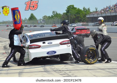 Long Pond, PA, USA - June 8, 2014:  NASCAR Driver Travis Kvapil Makes A Pit Stop During The 2014 NASCAR Pocono 400 At Pocono Raceway In Pennsylvania.