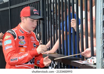 Long Pond, PA, USA - June 2, 2018: Race Driver Christopher Bell Signs Autographs Before The Start Of A NASCAR Xfinity Race At Pocono Raceway In Pennsylvania.