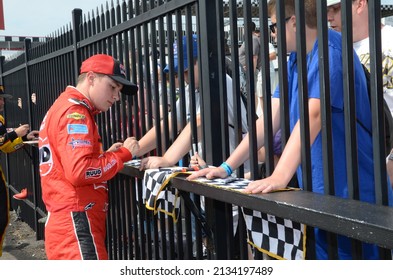 Long Pond, PA, USA - June 2, 2018: Race Driver Christopher Bell Signs Autographs Before The Start Of A NASCAR Xfinity Race At Pocono Raceway In Pennsylvania.