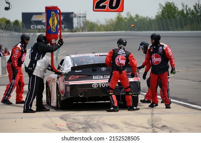 Long Pond, PA, USA - June 1, 2019: Race Driver Christopher Bell Makes A Pit Stop During A NASCAR Xfinity Race At Pocono Raceway In Pennsylvania.