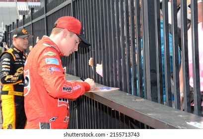 Long Pond, PA, USA - June 2, 2018: Race Driver Christopher Bell Signs Autographs Before The Start Of A NASCAR Xfinity Race At Pocono Raceway In Pennsylvania.