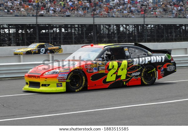 Long Pond, PA, USA\
- June 12, 2011:  NASCAR driver Jeff Gordon drives down pit road\
after making a pit stop during the 2011 5-Hour Energy 500 at Pocono\
Raceway in Pennsylvania.