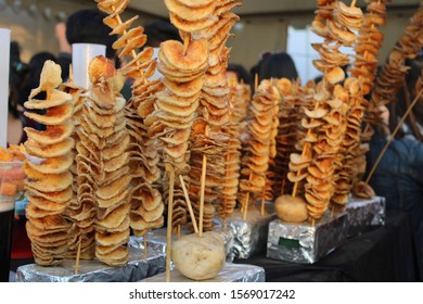 Long Potato Twisters At A Food Fest In Delhi, India.