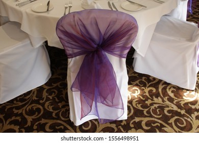 Long Purple Wedding Chair Sash