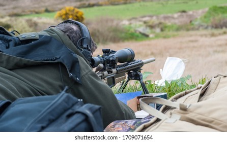 Long Range Rifle Target Shooting At A Gun Range In Rural Ireland