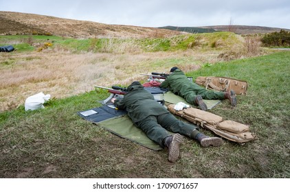 Long Range Rifle Target Shooting At A Gun Range In Rural Ireland