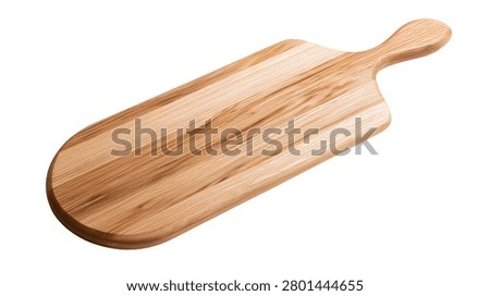 Long rectangular wooden serving board with rounded edges and handle