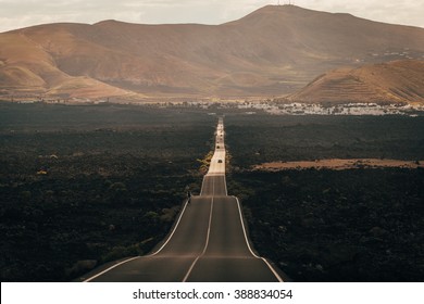 Long road. Mountains