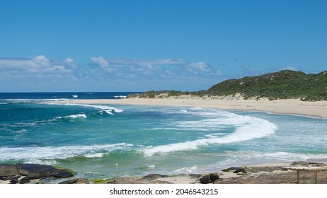 Long Rolling Surf At The Surfers Paradise Of The River Mouth At Margaret River Western Australia