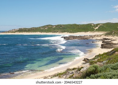 Long Rolling Surf At The Surfers Paradise Of The River Mouth At Margaret River Western Australia