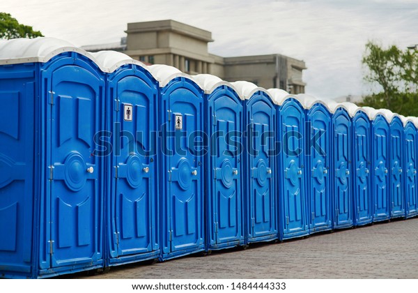 Long Row Portable Bio Toilet Cabins Stock Photo Edit Now 1484444333