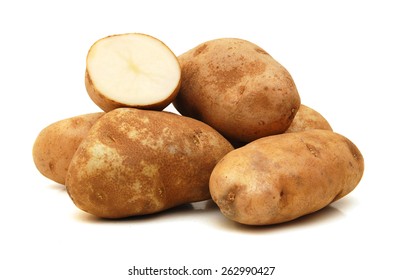 A long russet potato on white - Shutterstock ID 262990427
