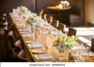 Long Seated Table At A Party Or Event