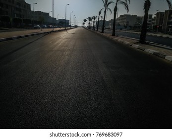 Long Shot for Empty Road in Al Shorouk City In egypt