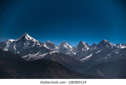 Long shutter time night view of sky at Munsiyari, Kumaon region, Uttarakhand, India. - Powered by Shutterstock