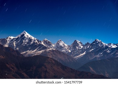 Long shutter time night view of sky at Munsiyari, Kumaon region, Uttarakhand, India. - Powered by Shutterstock