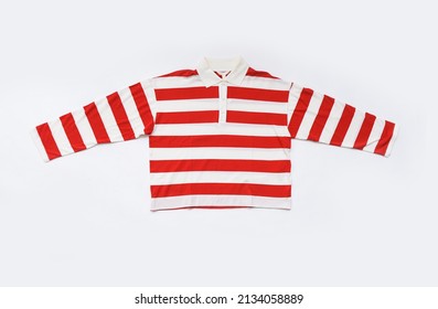 Long Sleeve Rugby Shirt On White Background

