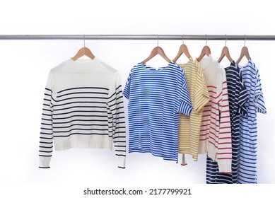 Long sleeve striped sweatshirt with t-shirt ,striped dress on hanger