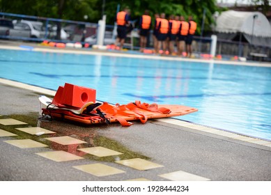 Long Spinal Board For Rescue Water On The Floor Pool