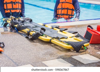 Long Spinal Board For Rescue Water On The Floor Pool