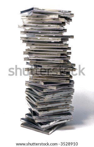 Long stack of classic CD/DVD case