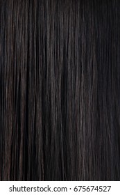 Long Straight Black Hair. Dark Woman Hair Texture. Black Female Hair Background.