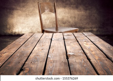 Long Table In Dark Space 