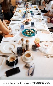 Long Table With Food After Dinner