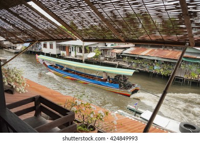 Long Tail Boat, A Way To Travel Or Tour In Thai Canal Or Klong, Bangkok Noi, Thonburi, Thailand.