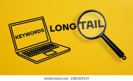 Long tail keywords are shown using a text and picture of laptop