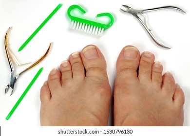 Long Toenails. Tool For Pedicure. On White Background