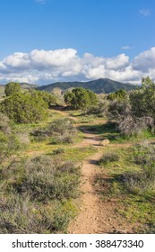 Long View Of Desert Hiking Path In Santa Clarita California