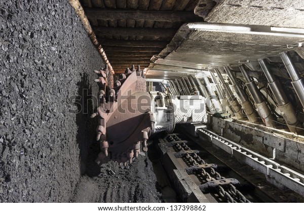 Long Wall Mining Shearer Two Rotating Stock Photo Edit Now 137398862