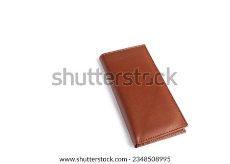 Long wallet original leather made place on white background