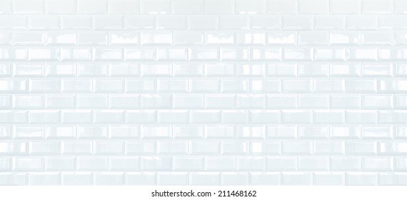 Long White Ceramic Brick Tile Wall,background