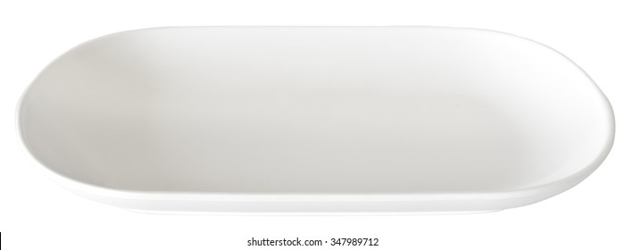 Long White Plate Isolated On White Background