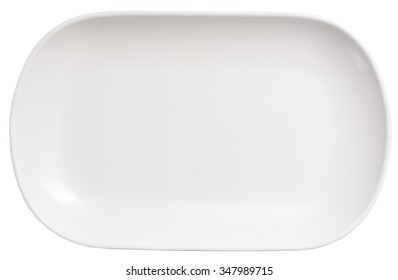 Long White Plate Isolated On White Background