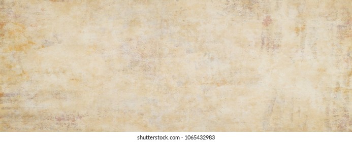 Long wide panoramic background texture in horizontal position.Background with grunge and messy stains and paint blotches, distressed faded wallpaper design with grungy antique texture.